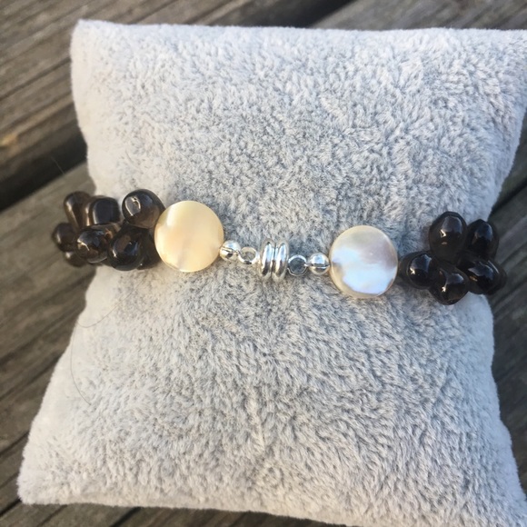 Smoky Quartz Gemstone Silver Necklace Bracelet - Picture 5 of 7